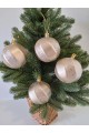 Набір ялинкових куль "Хвиля", матові + глітер, бежеві, пластик, 4 шт, D 8 см
