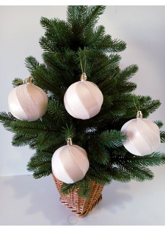 Набір ялинкових куль "Хвиля", матові + глітер, перлина, пластик, 4 шт, D 8 см