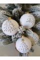 Набір ялинкових куль "Ялинка", оксамит, білі, пластик, 4 шт, D 8 см