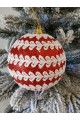 Набір ялинкових куль, червоні, декор із тасьми, пластик, 2 шт, D 10 см (SH222)