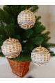 Набір ялинкових куль, золоті, декор із тасьми, пластик, 3 шт, D 8 см (SH227)