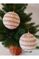 Набір ялинкових куль, засніжені, декор із тасьми, пластик, 2 шт, D 10 см (SH232)