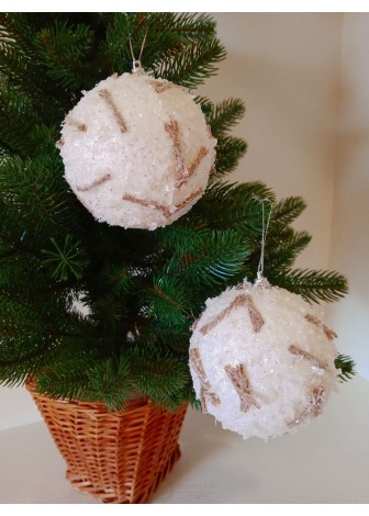 Набір ялинкових куль "Рафаелки", засніжені, пластик, 2 шт, D 10 см (SH236)