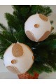Набір ялинкових куль, білі, декор із текстилю, пластик, 2 шт, D 10 см (SH244)
