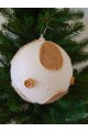 Набір ялинкових куль, білі, декор із текстилю, пластик, 2 шт, D 10 см (SH244)
