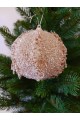 Набір ялинкових куль у мішковині, бежеві, пластик, 3 шт, D 8 см (SH251)