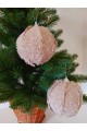 Набір ялинкових куль у мішковині, бежеві, пластик, 2 шт, D 10 см (SH252)
