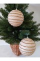 Набір ялинкових куль, бежеві із золотою тасьмою, пластик, 2 шт, D 10 см (SH254)