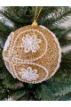 Набір ялинкових кульок, золоті з квітковим візерунком, пластик, 2 шт, D 10 см (SH272)