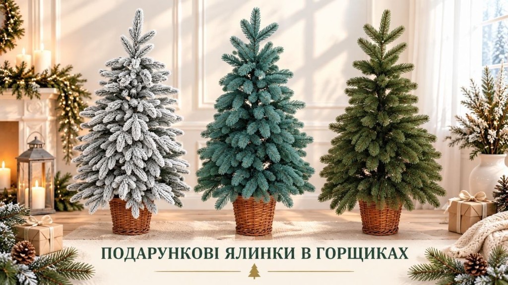 Подарункові ялинки в горщиках